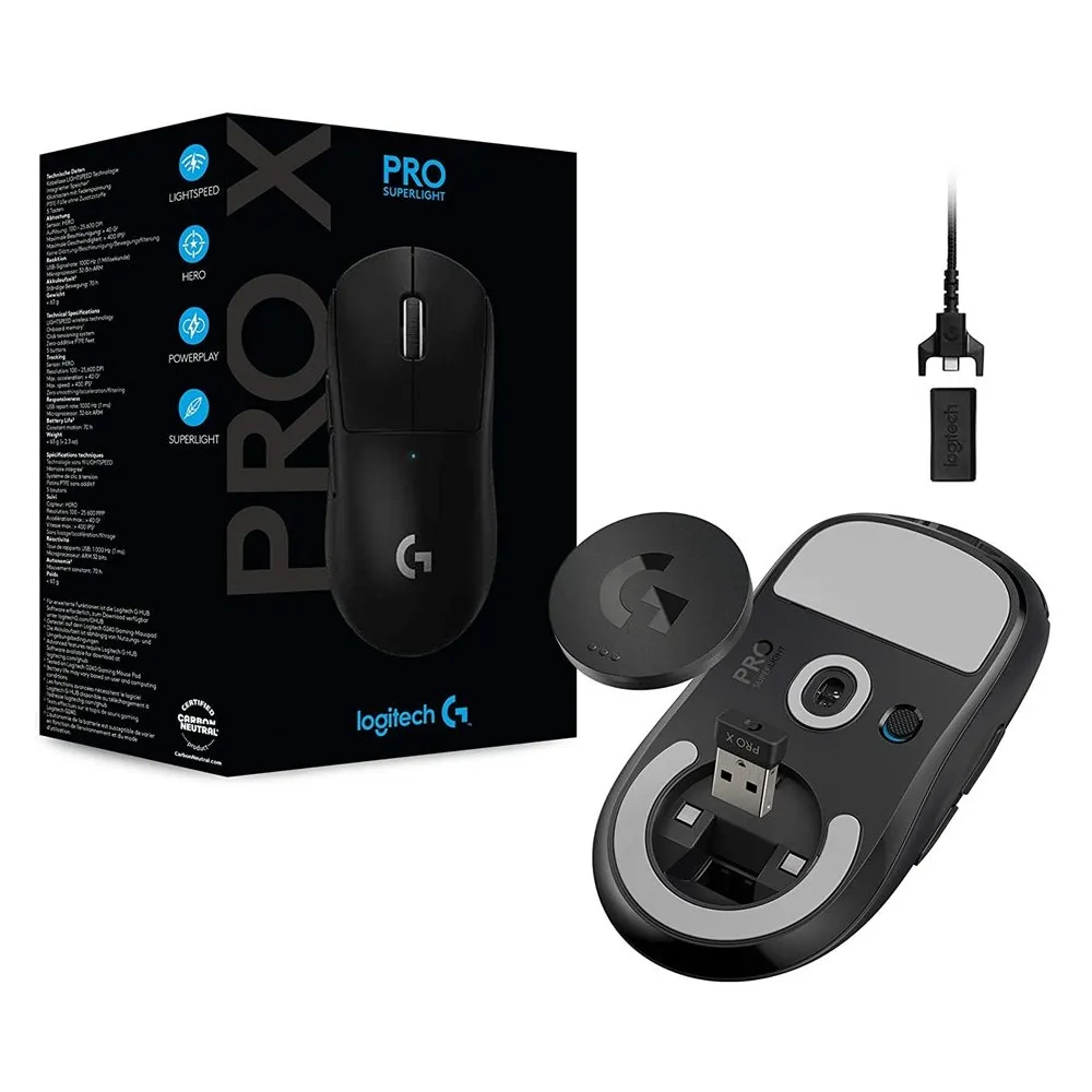 ماوس گیمینگ لاجیتک G Pro X Superlight مشکی | فوق سبک 63 گرم، سنسور HERO، فناوری LIGHTSPEED - تصویر 4