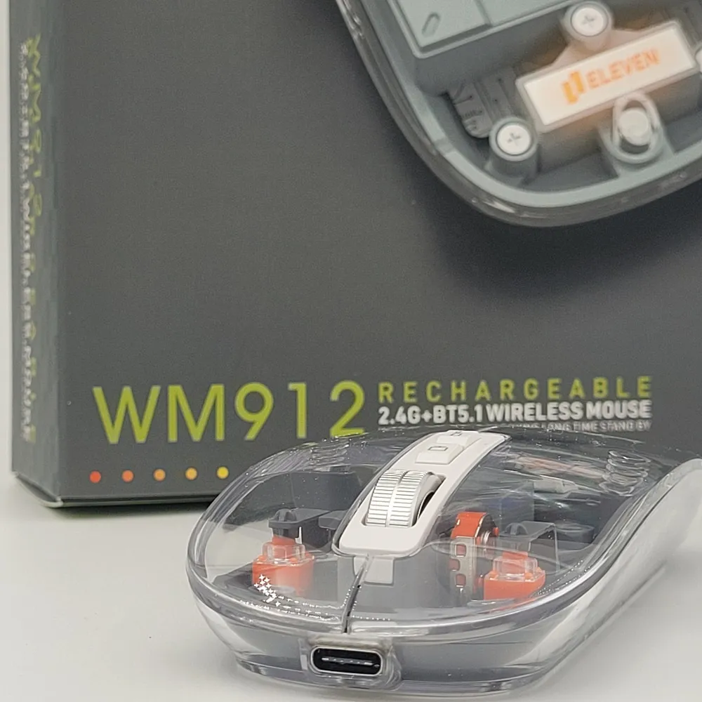 ماوس بیسیم شارژی ایلون WM912 | شارژ TYPE-C، طراحی شیشهای و اتصال چندگانه - تصویر 4